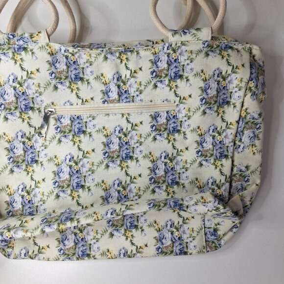 Canvas Bag Rope Handle Large 18 Inch Wide Floral Beach Farm Country Style - Picture 3 of 10